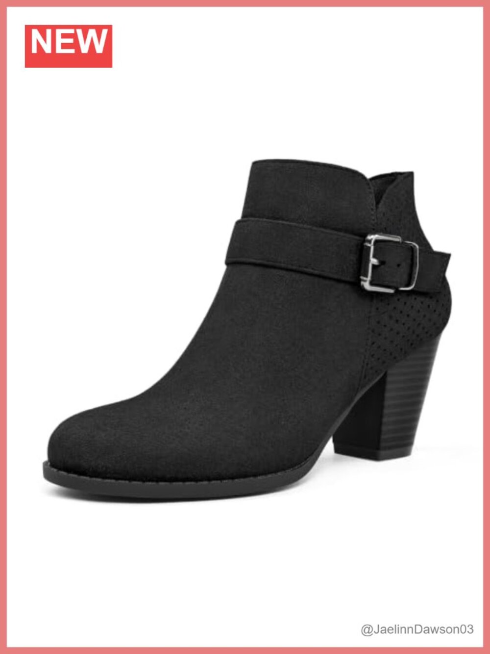 Women's Suede Ankle Boots Chunky Heel Booties Side Zipper